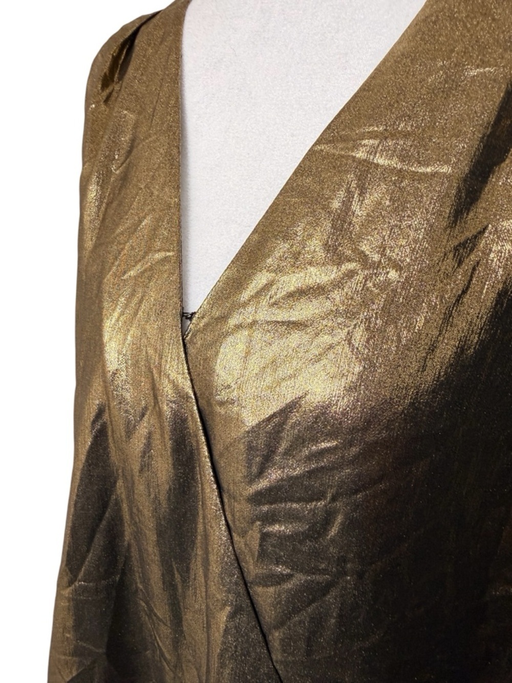 INC International Concepts Gold Metallic Tie Waist Blouse Large NWT - Picture 5 of 7